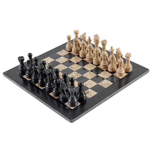 38cm/15in Chess Set - Black & Coral