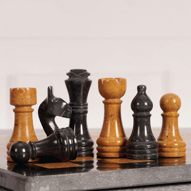 30cm/12in Chess Set - Black & Golden