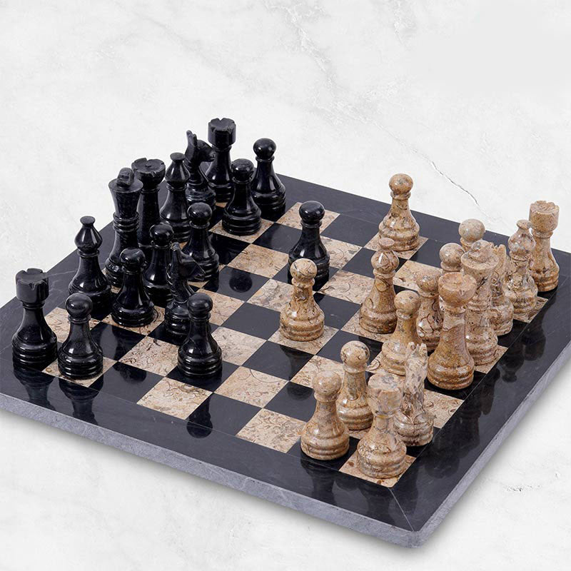 30cm12in Chess Set - Black & Coral