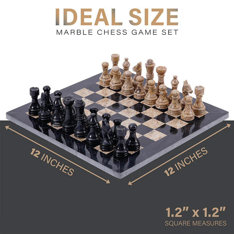 30cm12in Chess Set - Black & Coral