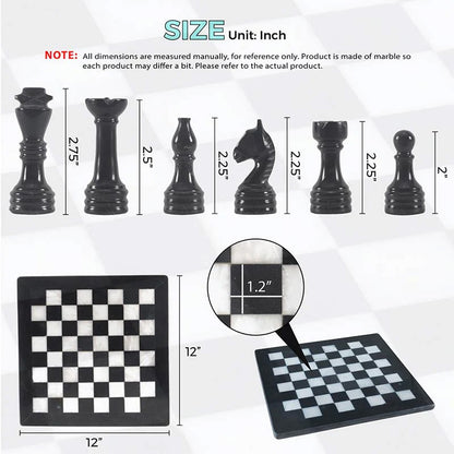 30cm/12in Chess Set - Black & White