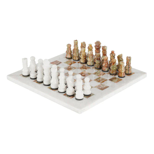 30cm/12in Chess Set - White & Green