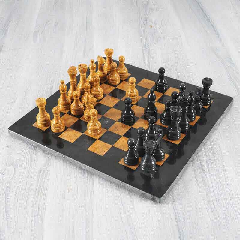 38cm/15in Chess Set - Black & Golden