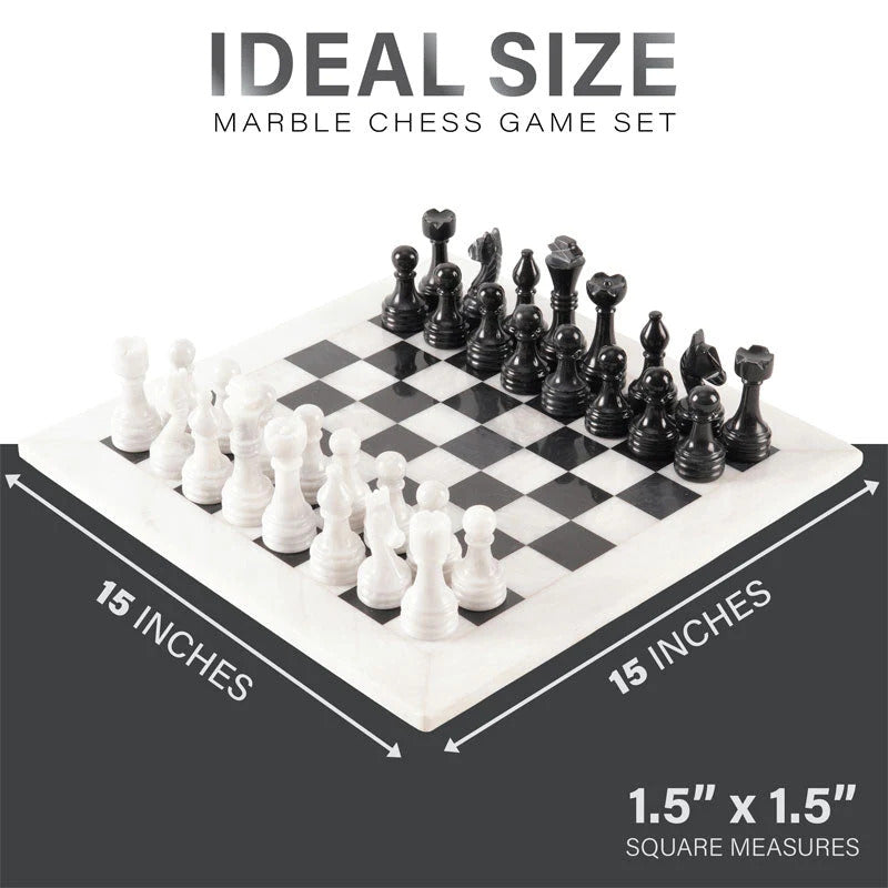 38cm/15in Chess Set with Storage Box - White & Black