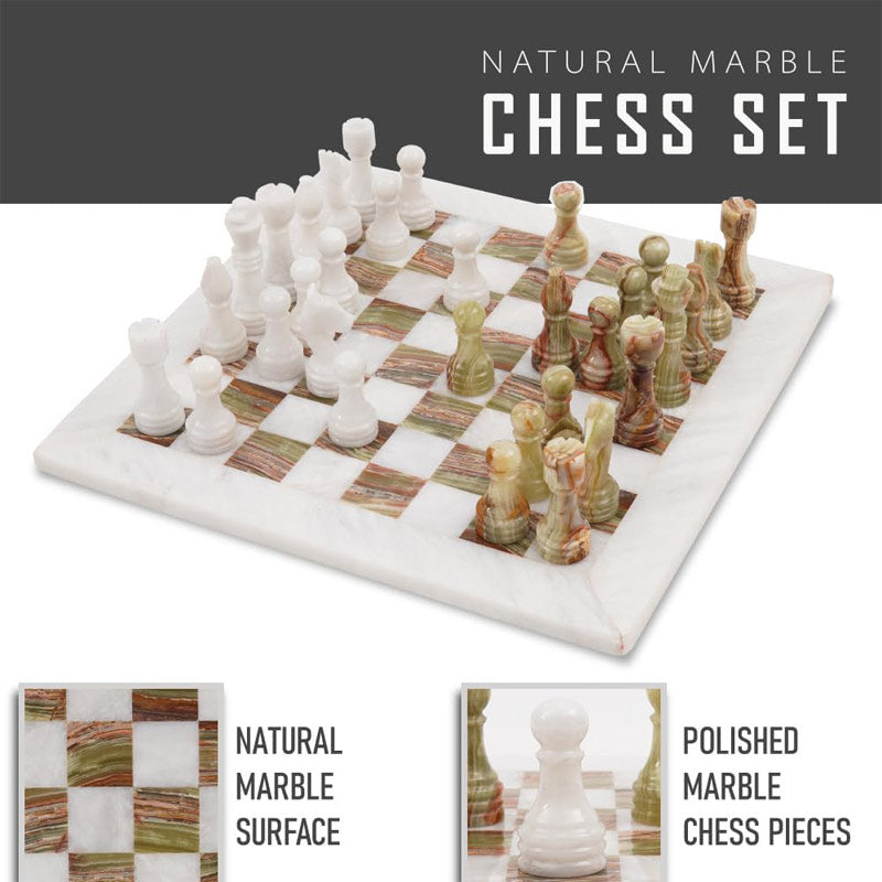 38cm15in Chess Set -White & Green