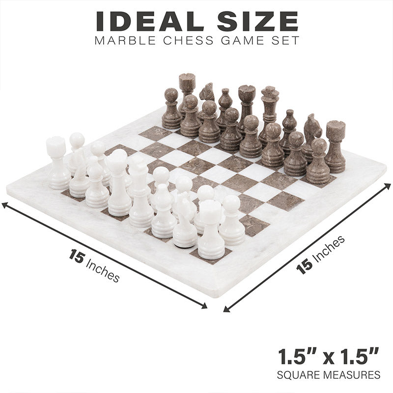 38cm15in Chess Set - White & Oceanic