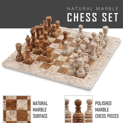 38cm/15in Chess Set with Storage Box - Coral & Red