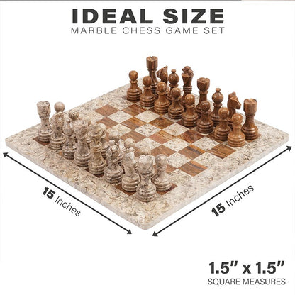 38cm/15in Chess Set with Storage Box - Coral & Red