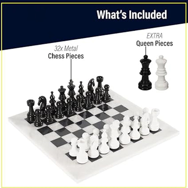 38cm/15in Metallic Figures Chess Set - White & Black