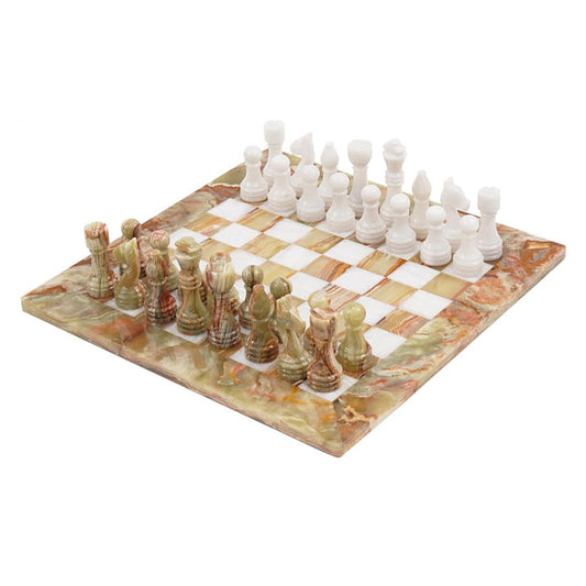 38cm15in Chess Set - Green & White