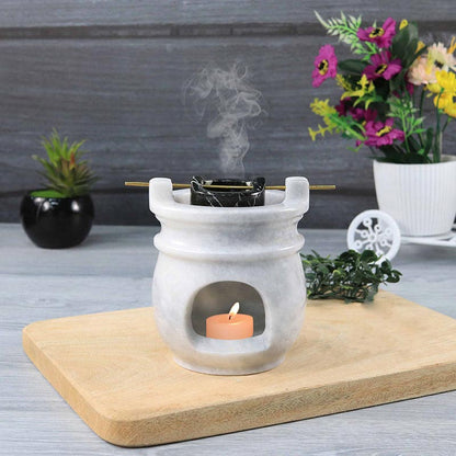 Oil Burner White with Black bowl