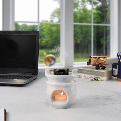 Oil Burner White with Black bowl