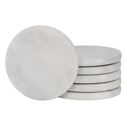 Round Coasters White - Set of 6